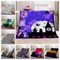 2023 in stock Custom DIY Print Happy Halloween Blanket Bedspread Soft Fleece Throw Blanket Sofa Soft Winter，Contact the seller to customize the pattern for free