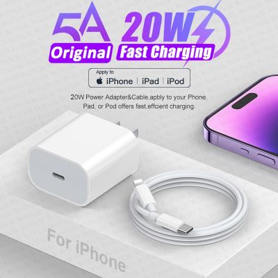 For Apple Original 20W USB Type C Charger For iPhone 14 12 11 13 Pro Max Mini XS X 7 8 Plus iPad Air Charger Fast Charging Cable