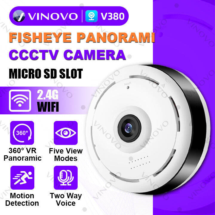 VINOVO V380 HD Fisheye WIFI Camera Monitor 360° VR Panoramic IP Camera