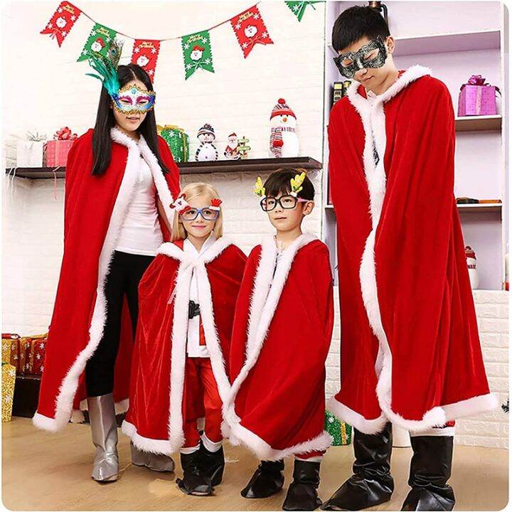 [Best A] 2023 Christmas Santa Cape Cosplay Santa Red Velvet Hooded