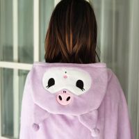 【Ready】? Cartoon Melody Devil Hooded Cape Lazy Blanket Lunch Break Shawl Cape Wool Blanket Office Air Conditioning Blanket