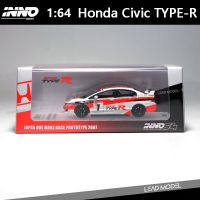 INNO Diecast Alloy 1:64 Honda Civic TYPE-R FD2 1 Racing Car Model Adult Classic Collection Display Ornament Gift Souvenir