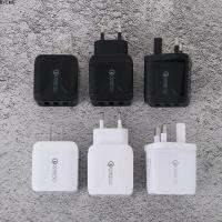 BYCME แบบพกพา ขาวดำ การท่องเที่ยว Hub US EU UK Plug 3Port Fast Quick Charge พลังชาร์จ อะแดปเตอร์