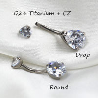 Lot10PCS Body Jewelry-G23 Titanium Clear รอบ Drop CZ Navel Belly ปุ่ม Body Piercing Navel Curve Barbells Belly Rings