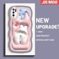 JIUMOO เคสสำหรับ VIVO Y30 Y50 Y30i 3D การ์ตูนกระต่ายสีขาวตัวเล็กๆลายการ์ตูนเส้นขอบคลื่นโปร่งใสกันกระแทกเคสโทรศัพท์เนื้อ TPU นิ่มฝาครอบป้องกันกล้องปลอกซิลิโคน