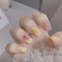 【With Glue 】24pcs fake nails cute bow gradient nail art with glue