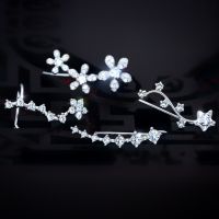 [COD] s925 silver earrings fresh full diamond seven star ear row hanging female wholesale E0713