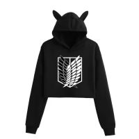 New in Crop Tops Anime Attack on Titan Print Women Hoodies Sweatshirt Streetwear Girls Hoody Tops