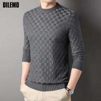 DILEMO เสื้อกันหนาวเกรดใหม่แฟชั่นแบรนด์ถักเสื้อสวมหัวบุรุษออกแบบหรูหราจัมเปอร์ธรรมดาเกาหลีลายสก๊อตลำลองสำหรับบุรุษเสื้อผ้า