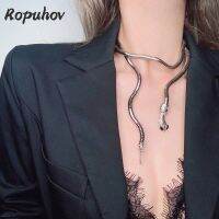 Ropuhov 2021 New Korean Woman European And American Cool Black Snake Exaggerated Winding Design Neck Chain Metal Necklace