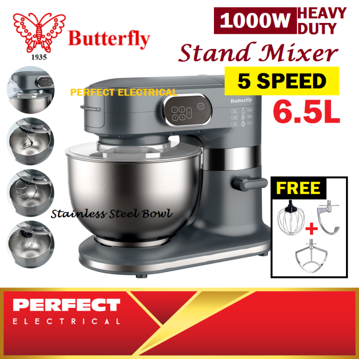 Butterfly 6.5L Heavy Duty Commercial Stand Mixer 5 Speed Stainless