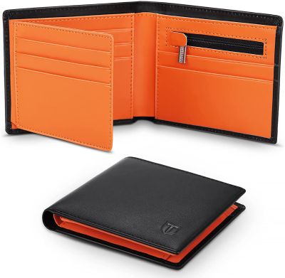 【CC】TEEHON Genuine Leather Wallet Men Slim RFID Purse Card Holder Coin Pocket ID Window Minimalist Wallets