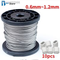 ☋℡ 50/100M 0.6mm-1.2mm diameter 7X7 Structur 304 stainless steel wire rope alambre cable softer fishing lifting cable e