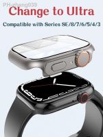 Case for Apple Watch 44mm 45mm 41mm 40mm Screen Protector 1:1 Change To Ultra 49mm PC Cover Glass iwatch series 8 7 6 5 SE 4