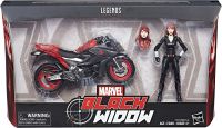 Marvel Legends Series  Black Widow with Motorcycle **สินค้ากล่องไม่สวย มีตำหนิเลอะตามรูปคะ ชองใหม่ ไม่มีผลต่อสินค้าด้านในคะ