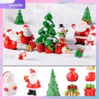 YESMILE 1PC เรซิน ภูมิทัศน์ขนาดเล็ก สวนนางฟ้า บ้านตุ๊กตา ของตกแต่งวันคริสต์มาส มินิซานตาคลอส ตุ๊กตาหิมะ เครื่องประดับคริสต์มาส