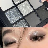 ✠►⊙ 9 Colors Matte Dark Smoky Color Eyeshadow Silver Grey Pearlescent Glitter Festive Makeup Eye Shadow Palette Portable Cosmetic