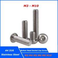 1 10pcs M3 M4 M5 M6 M8 M10 ISO7380 Hexagon Hex Socket Button Head Allen Bolt Screw Marine A4 316 Stainless Steel