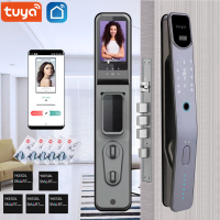 กันน้ำสมาร์ทประตูล็อค Wifi Tuya APP วัสดุสังกะสีอัลลอยด์ลายนิ้วมือรหัสผ่านสมาร์ทประตูล็อคด้วยกล้อง-hjgytyuuiytt