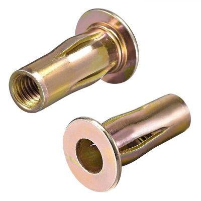 Multi-Grip Rivet-Nut  M8 Pre-Bulbed Shank Carbon Steel Color-Zinc-Plated Flat Head Threaded Insert Nut 25Pcs Nails Screws Fasteners