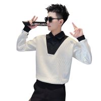 New age season 2022 popular logo leisure splicing spellcolor character long sleevemale lapelunlined upper garment of fleece