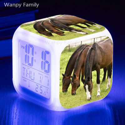 【Worth-Buy】 นาฬิกาเรืองแสงมัลติฟังก์ชันสำหรับเด็กนาฬิกาดิจิตอล Led เรืองแสง7สีนาฬิกาปลุกม้าสำหรับวันเกิดสำหรับเด็ก S