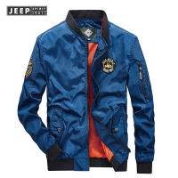 JEEP SPIRIT 1941 ESTD เสื้อแจ็กเก็ตผู้ชายสำหรับฤดูใบไม้ผลิและเสื้อท่อนบนสำหรับฤดูใบไม้ร่วงคอเบสบอลกีฬาลำลองทรงหลวมไซส์ใหญ่