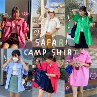 chuuchop_พร้อมส่งทุกสีแล้ว(C7566) ?? SAFARI CAMP shirts เสื้อเชิ้ตแขนสั้นโอเวอร์ไซส์ซาฟารี มี5สี