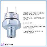 JXFTKM เงินสีเงิน สวิตช์ความดันอากาศ แรงดัน24โวลต์12โวลต์ เกลียวตัวผู้ NPT 1/4" เครื่องอัดอากาศ ได้อย่างง่ายดาย 90-120 PSI สวิตช์แรงดันไฟฟ้า กล่องอากาศ