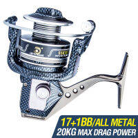 17 + 1BB 20กก.ลากสูงสุดโลหะ Reel Pancing Sea รอกตกปลา5.5:1 Spinning Reel Mesin Pancing