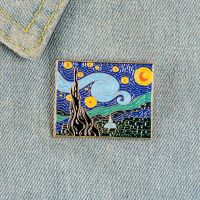 Vincent Van Gogh Famous Art Paintings Pins Night Starry Sky Enamel Night Backpack Bag For Artist Crowd Artistic Brooch Jewelry