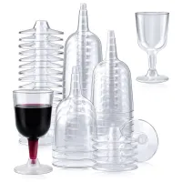 100Pcs Clear Plastic Wine Glass Recyclable, Disposable &amp; Reusable Cups for Champagne, Dessert, Beer, Pudding, Party