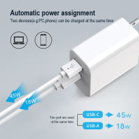 Aolon  GaN 65W Fast Charger สองพอร์ต USB C การชาร์จสำหรับ Huawei Xiaomi iPhone Samsung Galaxy Notebook การชาร์จอย่างรวดเร็ว