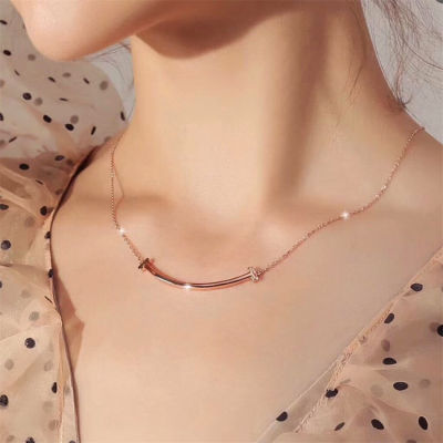 925 Sterling Silver Necklace Womens Classic Popular 1:1 Smile Necklace Simple Luxury All-Match Jewelry Gift 3 Colors 3 Sizes