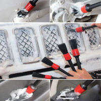 7pcs Car Detailing Dust Brush Set Auto Inner Exterior Leather Air Vents Dashboard Engine Cleaning Brushes Car Interior Care