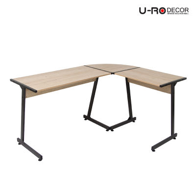 U-RO DECOR รุ่น PLUS (พลัส) สีโอ๊ค / ขาสีน้ำตาลเข้ม โต๊ะรูปตัวแอล (L) โต๊ะทำงานเข้ามุม/โต๊ะคอมพิวเตอร์, โต๊ะมุมฉาก, L-Shape, Working desk, Computer table office desk, Corner Table