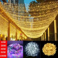 （A Simple）ไฟนางฟ้า10M-100M Led String Garland ไฟคริสต์มาสกันน้ำสำหรับต้นไม้บ้านสวนงานแต่งงานกลางแจ้งตกแต่งในร่ม