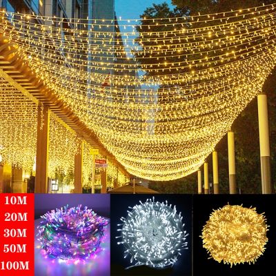 ◐ Fairy Lights 10M-100M Led String Garland Christmas Light Waterproof For Tree Home Garden Wedding Party Outdoor Indoor Decoration