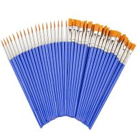 50 Pcs Paint Brushes Set Detail Painting Brushes for Art Class Painting Acrylic Oil Watercolor Kids Nylon Flat Round Hair