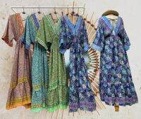 Bohemian Oriental Gypsy mirror embroidery Maxi dress แม็กซี่เดรสงานปักกระจกโบฮีเมียน