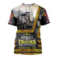 2023 NEWMen S 3d Print Truck Driver T-Shirt,Heavy Car Long Cargo Work Neutral Street เสื้อผ้าแขนสั้น