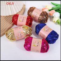 OKL9 สำหรับเสื้อยืด สีเมจิก อุปกรณ์เย็บปัก เงางาม ถักมือ DIY หนังเทียมเลียนแบบ เส้นด้ายถักโครเชต์ เส้นด้ายลูกกลม