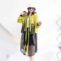 XITAO Mesh Patchwork Women Trench Contrast Color Fashion Trendy Big Pocket 2021 Autumn New Casual Loose All-match Coat CLL1909