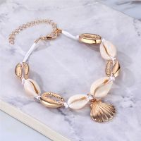 Vintage Handmade Weave Anklets for Women Shell Sequins Charm Bracelet Anklet Bohemian Rope Ankle Bracelets Beach Foot Jewelry