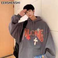 EERSHENSHI เสื้อมีฮู้ดสำหรับผู้ชาย,หลวมขนาดใหญ่แฟชั่นทำจากผ้ากำมะหยี่และเสื้อโค้ตเด็กผู้ชายแนวสตรีท