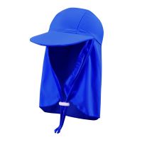 【YF】 5-12Y Children Boys Girls Sun Hat New 2022 Kids Swimming Caps Head Neck Protection Spf 50  Swim Cap For Boy Girl