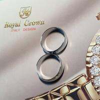 Royal Crown Jewelry Stainless Steel 316L แหวนชุบทองคำขาวอย่างดี เซตคู่รัก 2 วง เป็นสีเงินเป็นเงาแวววาวสวยงามยิ่ง