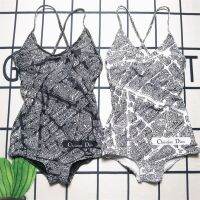 【Available】Cute Sleeveless Beach Small Fresh White Cross Strap One-Piece Swimsuit