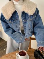 New Autumn Winter Women Blue Lambs Wool Thick Denim Jacket Loose Jean Coat Female Casual Warm 2023 Black Cardigans Outerwear Y2k