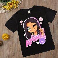 Aphmau T-shirt Kawaii Aphmau T-shirts Print Princess Childrens Clothing Cartoon Anime Boys Girls Shirt cat print Summer Tops Cups